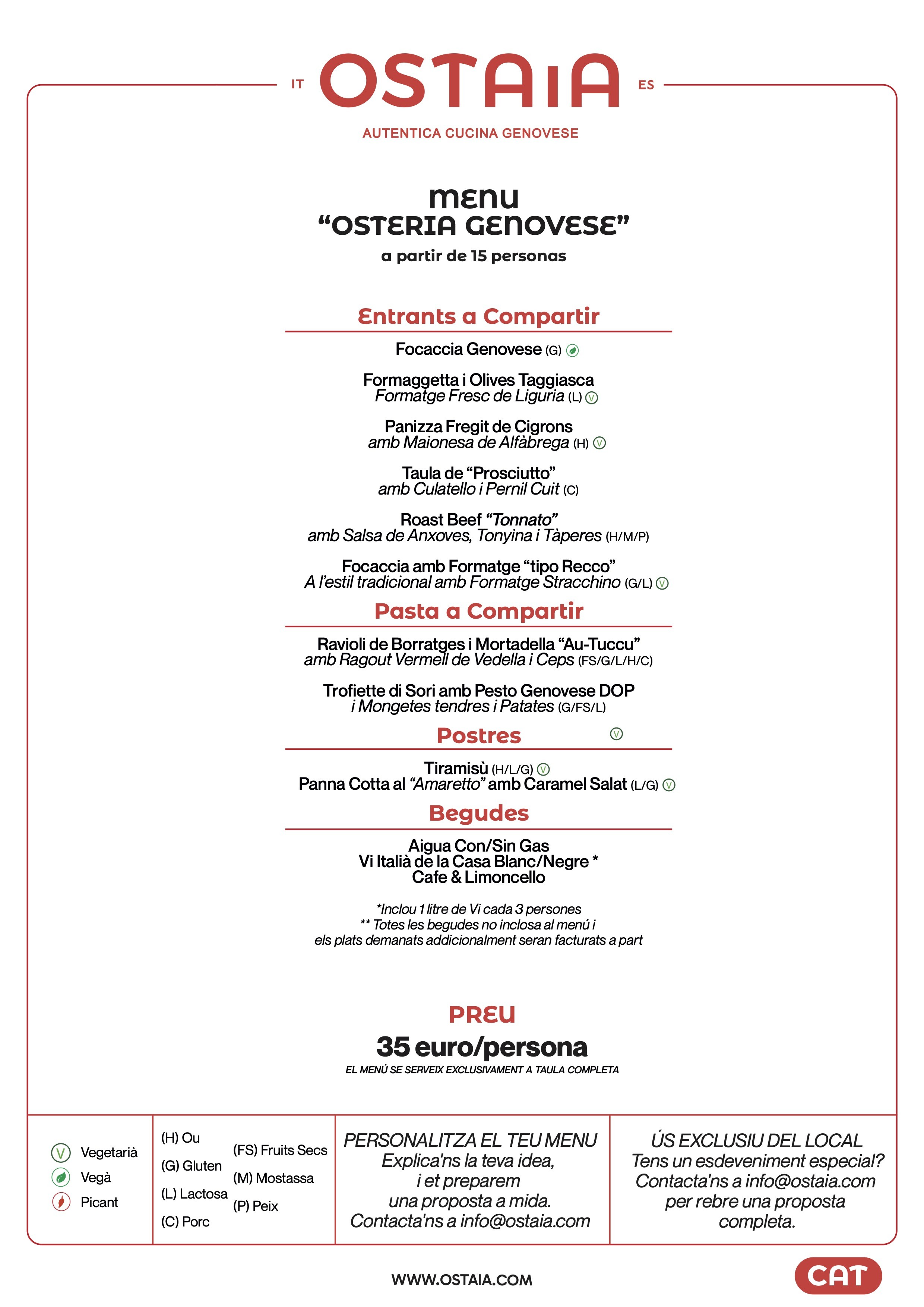 Menu Grupo Ostaia