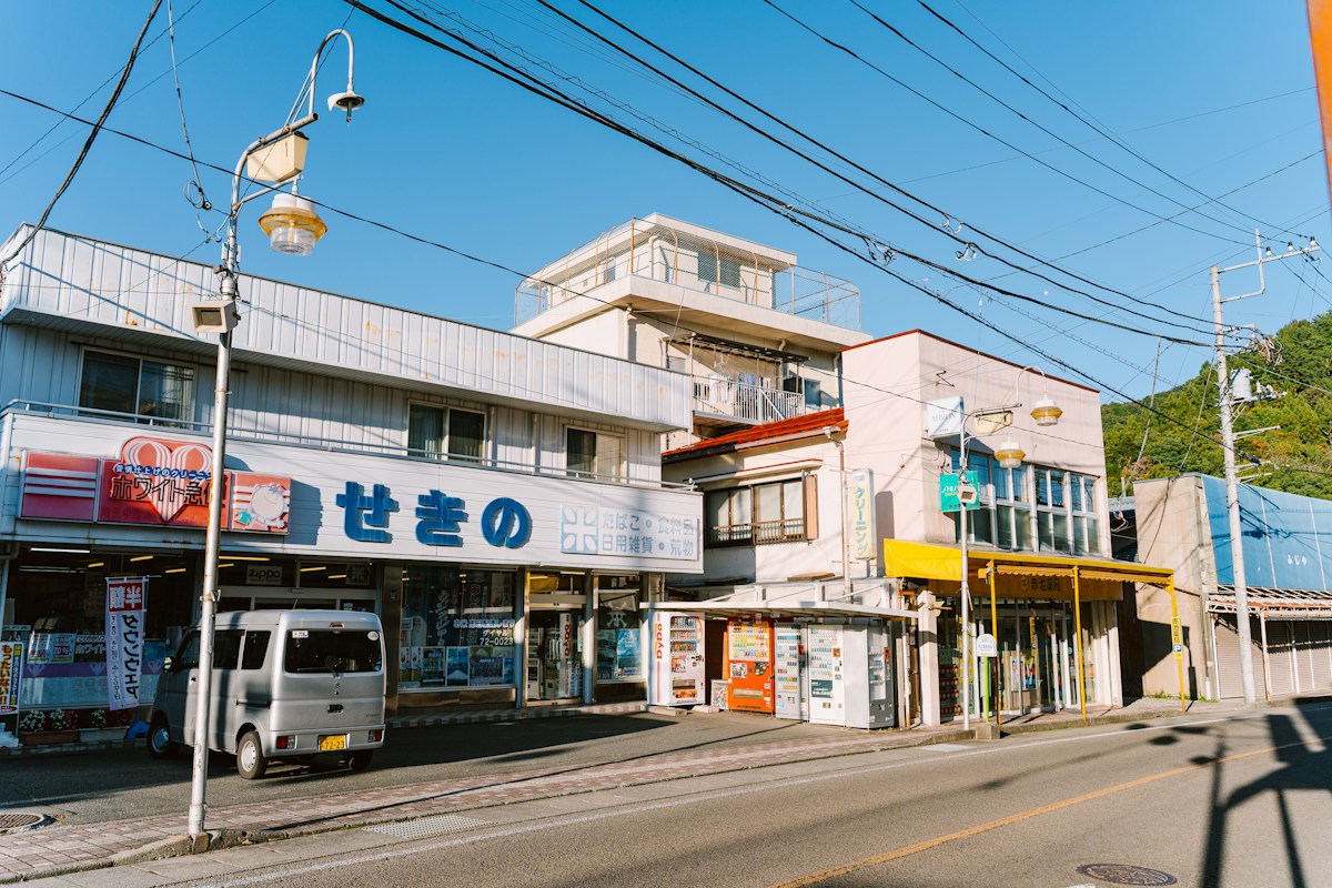 A quiet shopping street in a small Japanese town