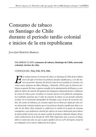 Consumo de tabaco en Santiago de Chile durante el periodo tardío colonial e inicios de la era republicana