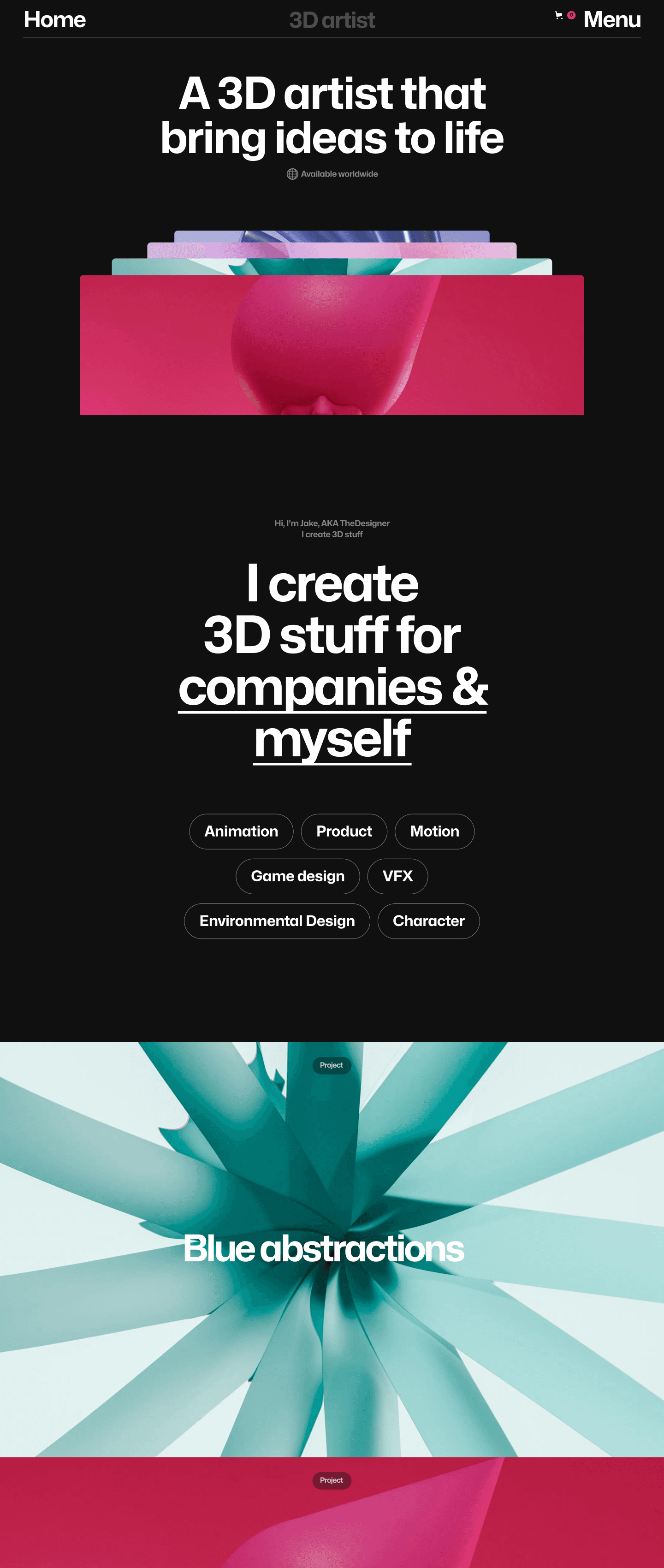 screenshot of thedesigner agency webflow template