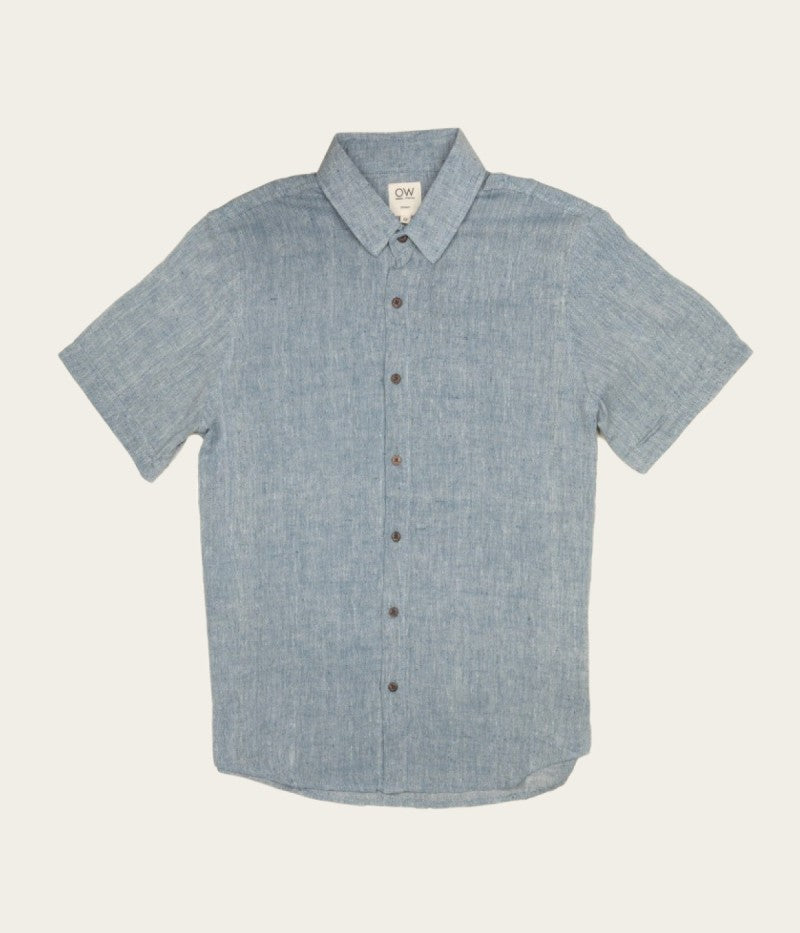 regenerative cotton short sleeve shirt in blue