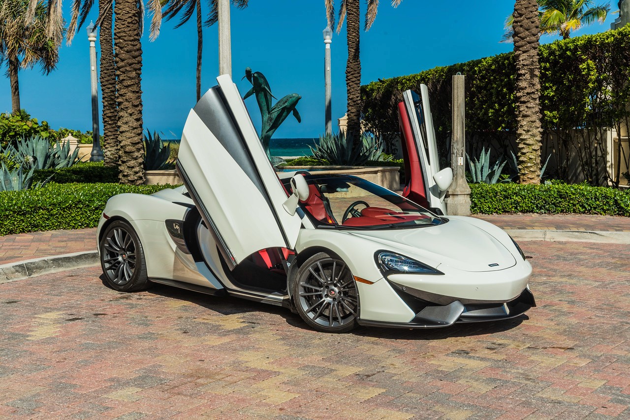 Rent a McLaren 720S with Monarc VIP - Sleek design and high-performance luxury car on the streets of Miami.