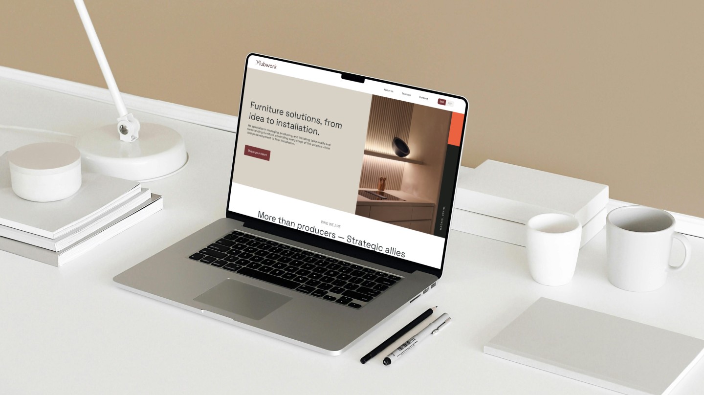 Mockup of the Mubwork website displayed on a Macbook.