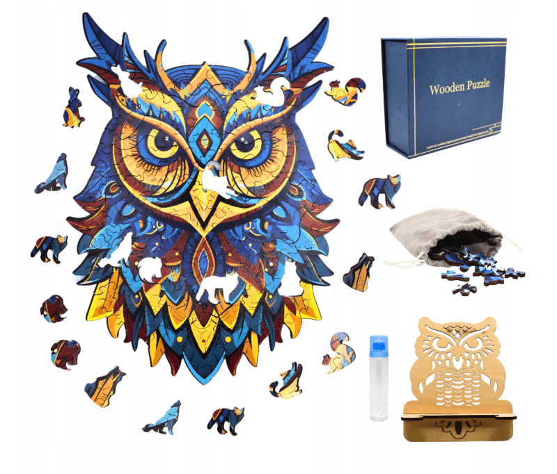 Puzzle drewnianee sowa A4