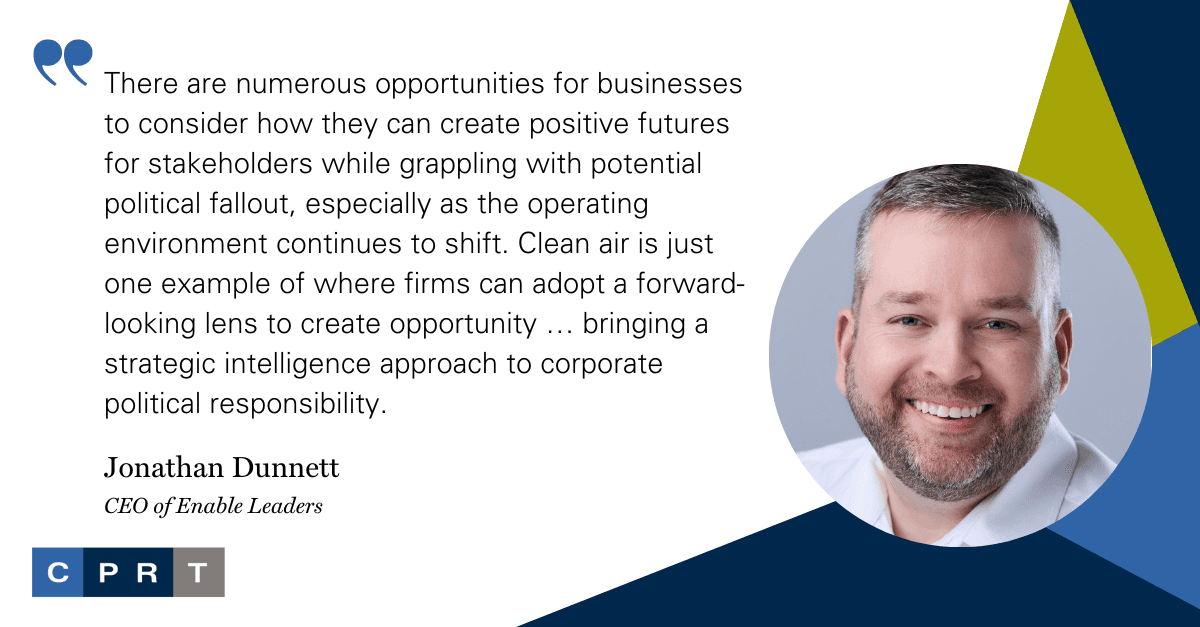 A man smiling is shown alongside a quote and a colorful background, discussing the importance of adaptability in business.