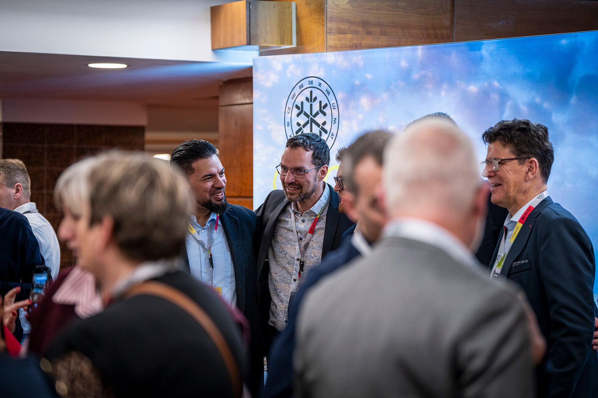 Attendees networking during the CWS Workwear international sales conference in Prague.