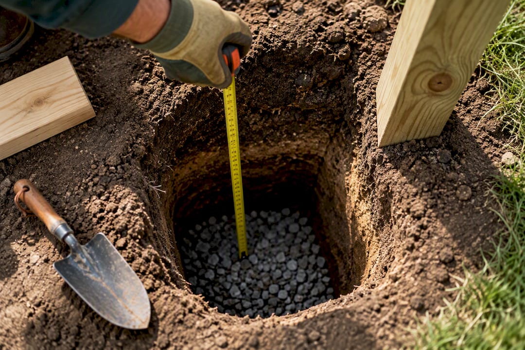 Measuring a deep deck footing hole