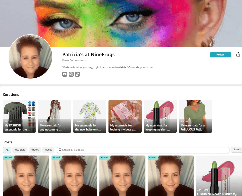 screenshot of influencer Patricia Bukowski’s amazon storefront