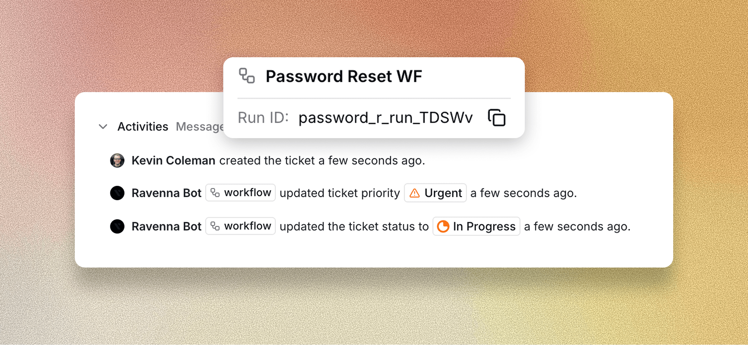Workflow run in ticket events