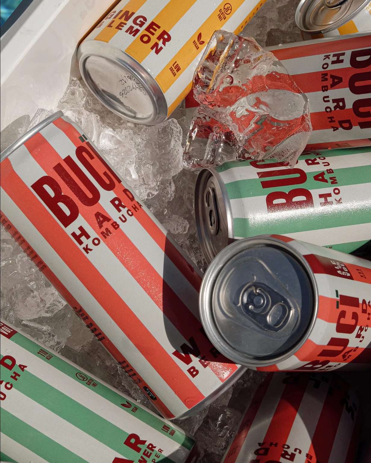 beer can lot with ice cube
