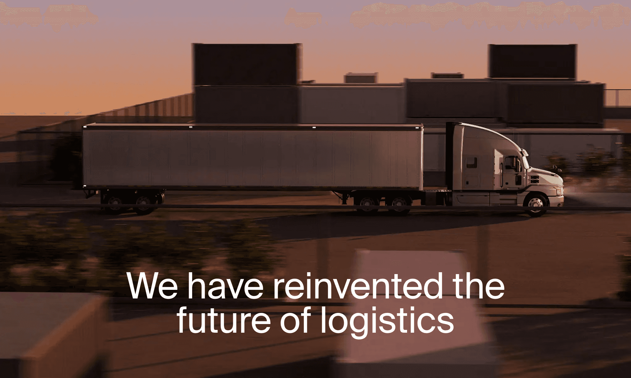 Website displaying truck moving and reinvention of logistics