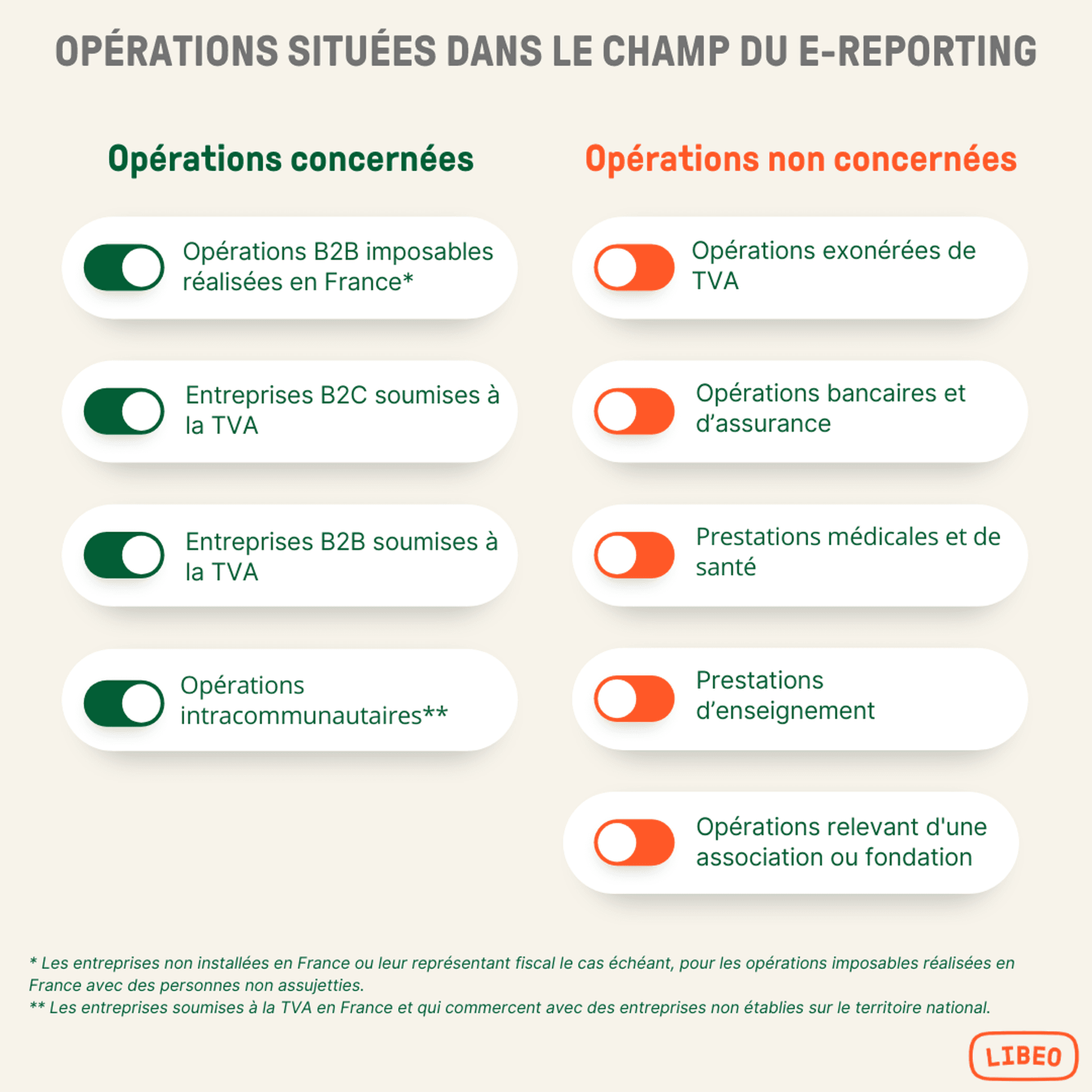 Opérations situées dans le champ du e-reporting