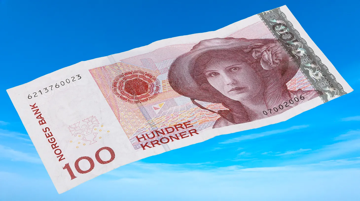 Bilde av en norsk hundrekroneseddel.