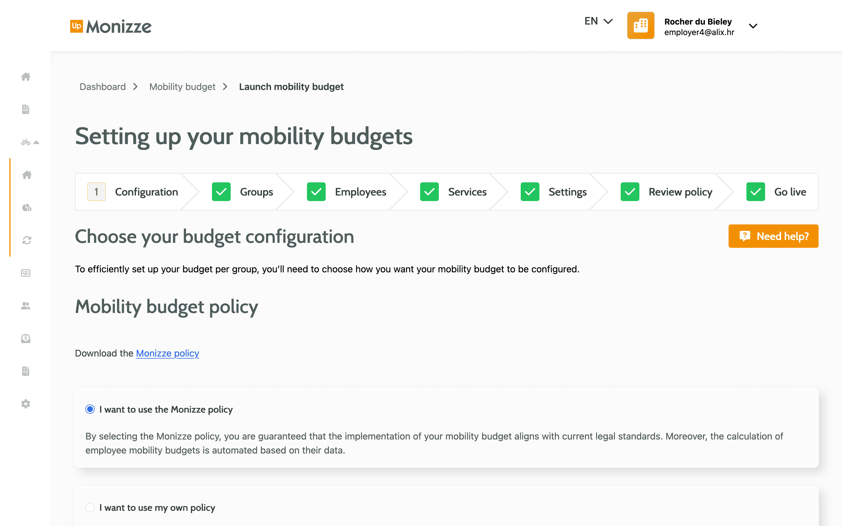 Setting up your mobility budgets