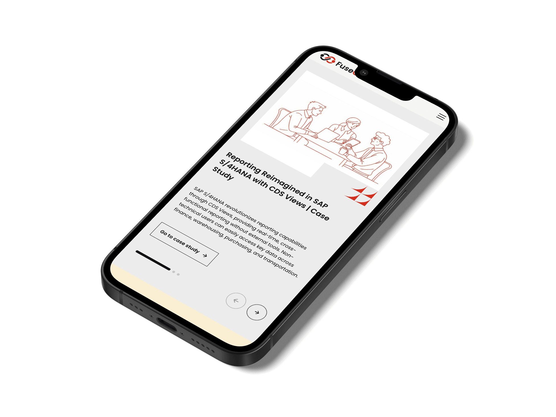 Mockup of the iPhone website design and development done for the HR company FuseGlobal by OrangeOrange Agency