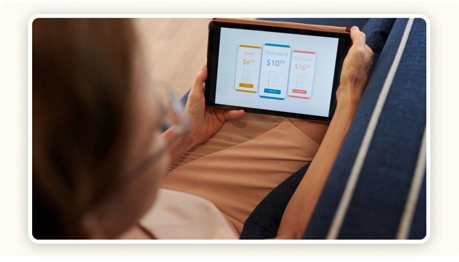 Pricing comparison page