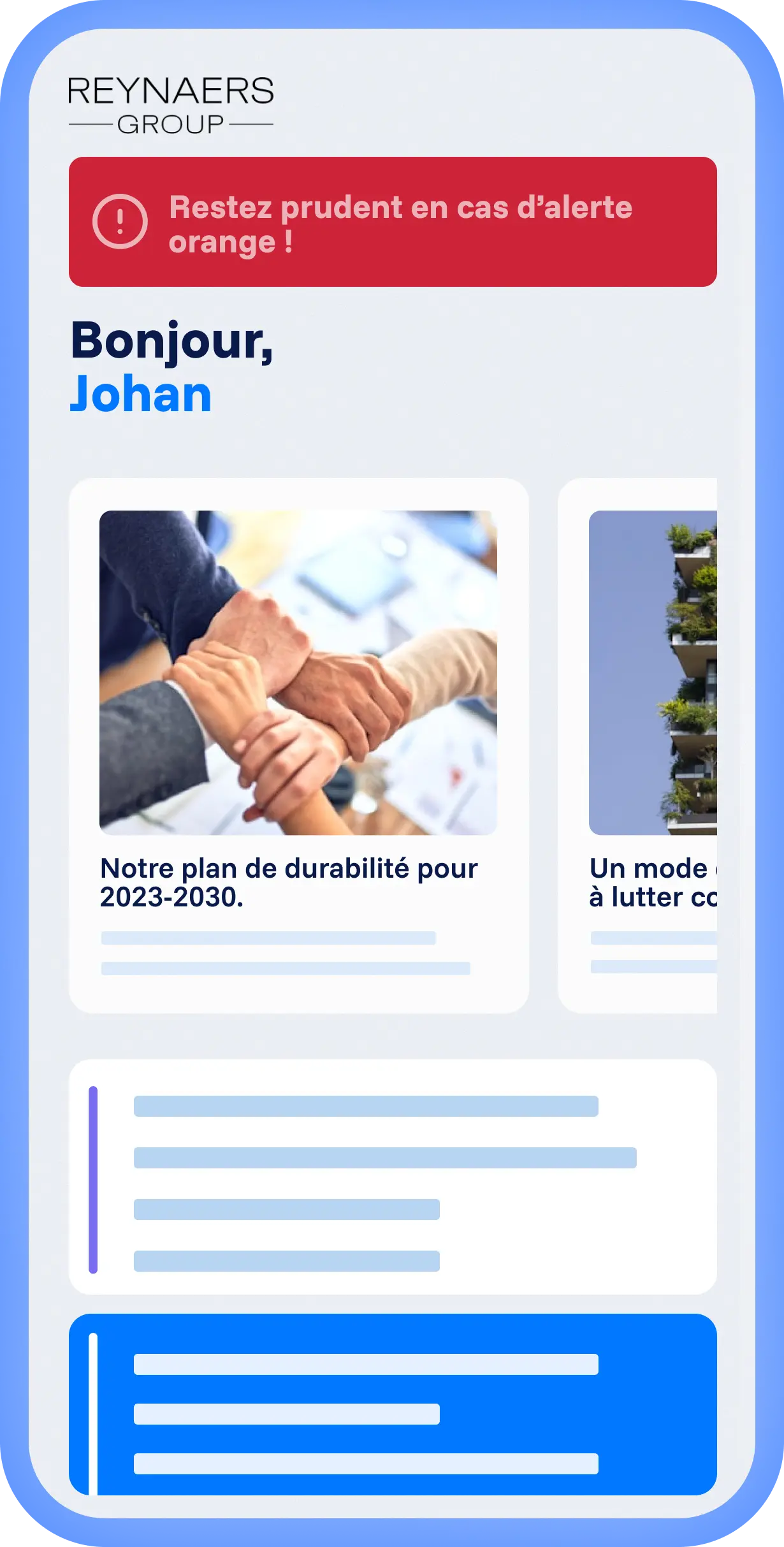 Spencer platform met lokale ervaring en eigen Mobix branding, gepersonaliseerde feed met artikelen en overzichtelijke layout