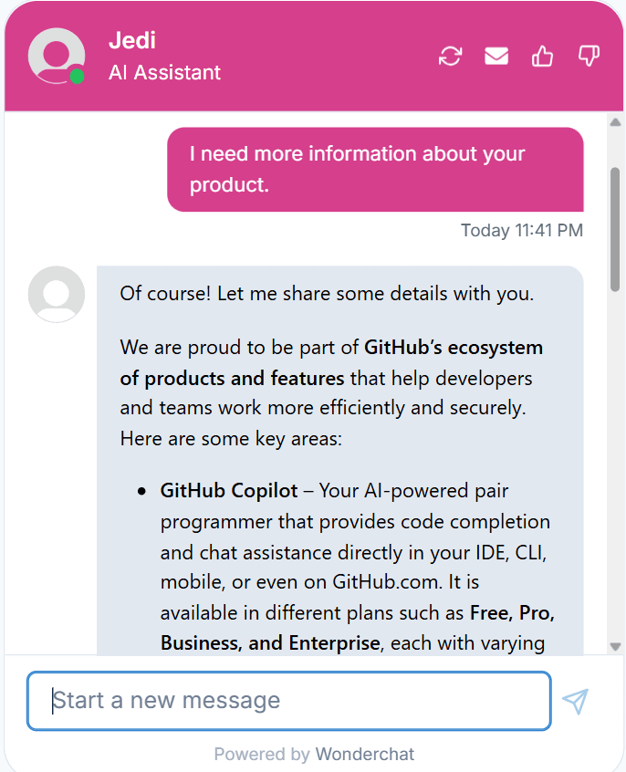 Wonderchat AI agent 3