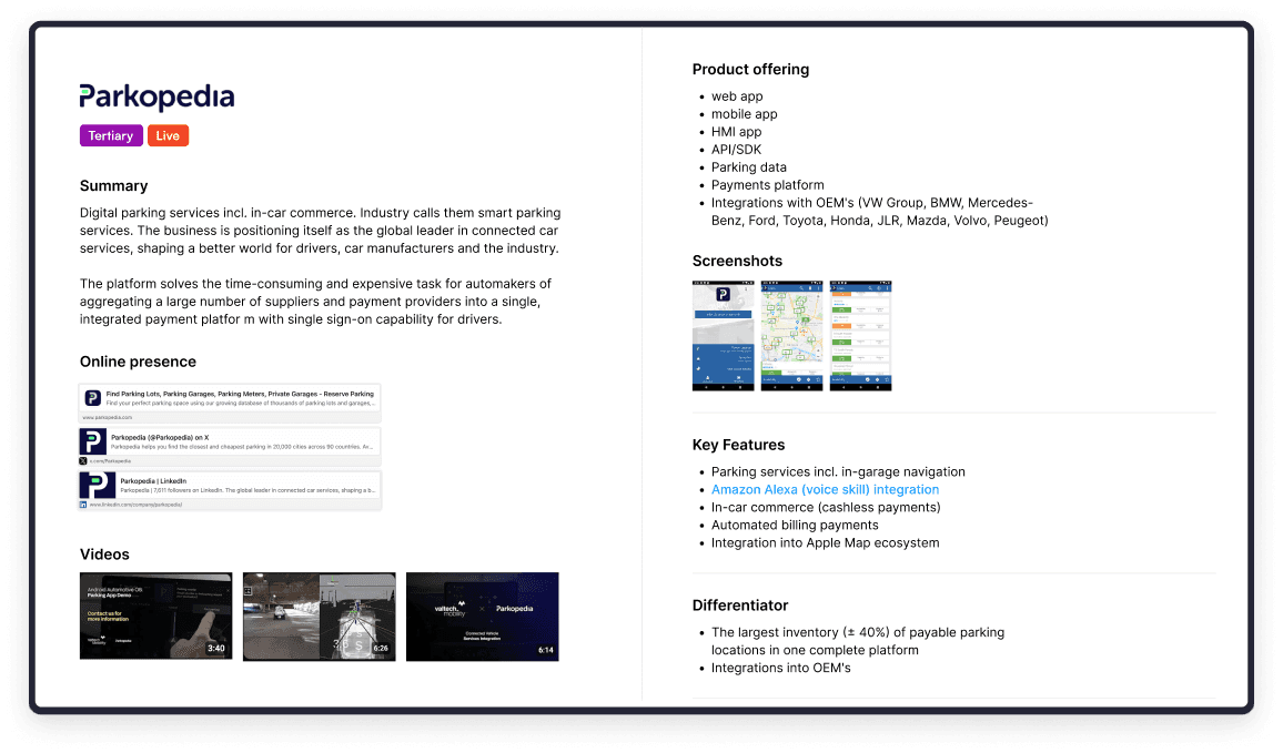 one competitor data collection