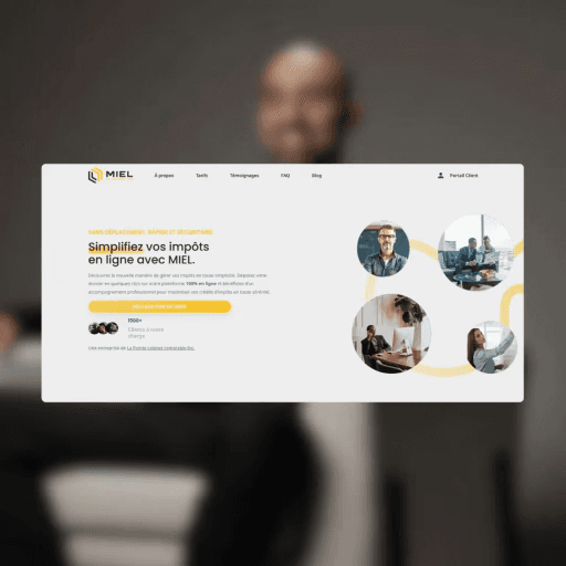 Exemple de site web réalisé pour Mes Impôts en Ligne – design moderne et navigation intuitive pour clients au Québec.