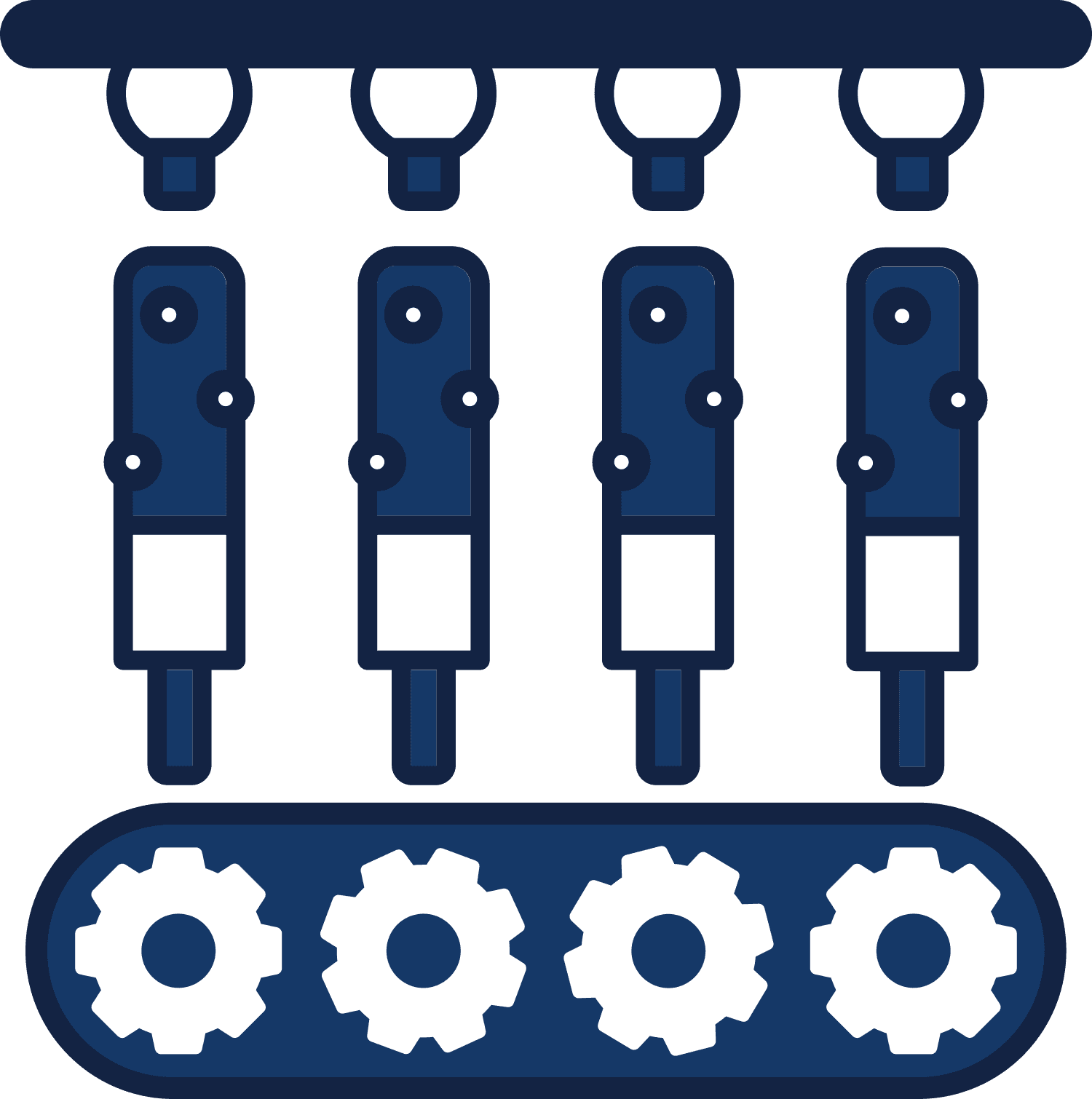 Ikona zaawansowanych technologicznie linii produkcyjnych