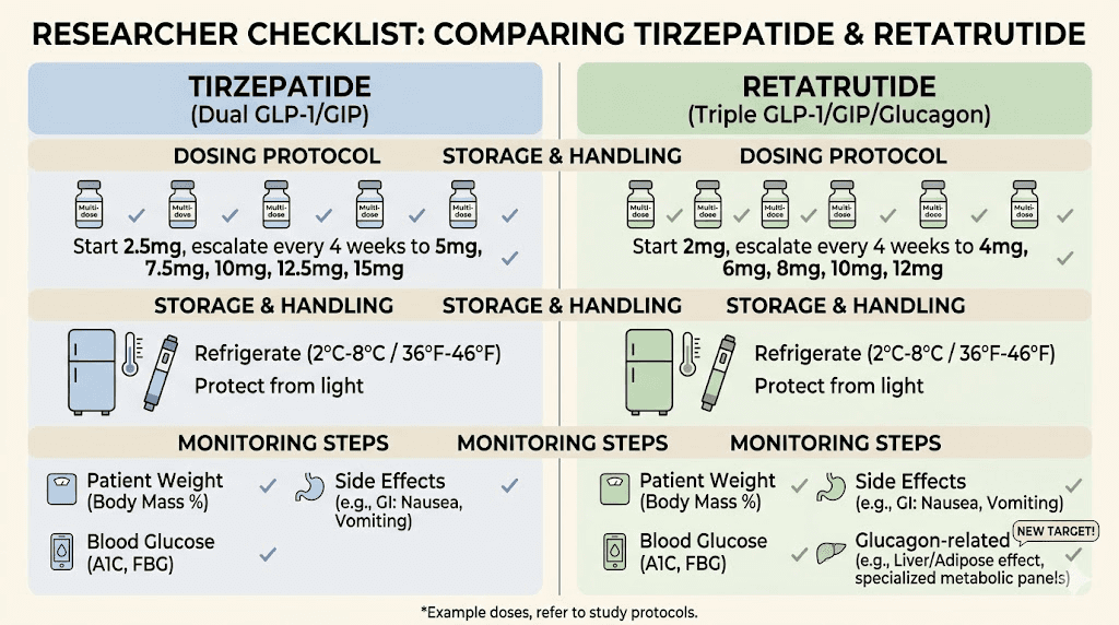 Practical comparison checklist for tirzepatide versus retatrutide researchers
