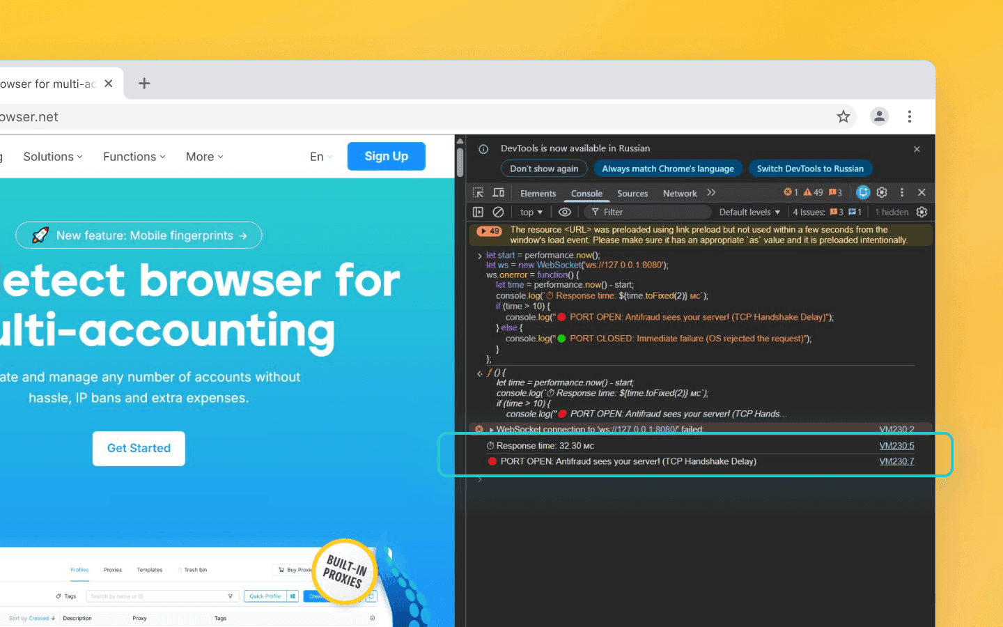 In a standard Chrome browser, the response arrives with a slight delay. That delay confirms that the port is open.
