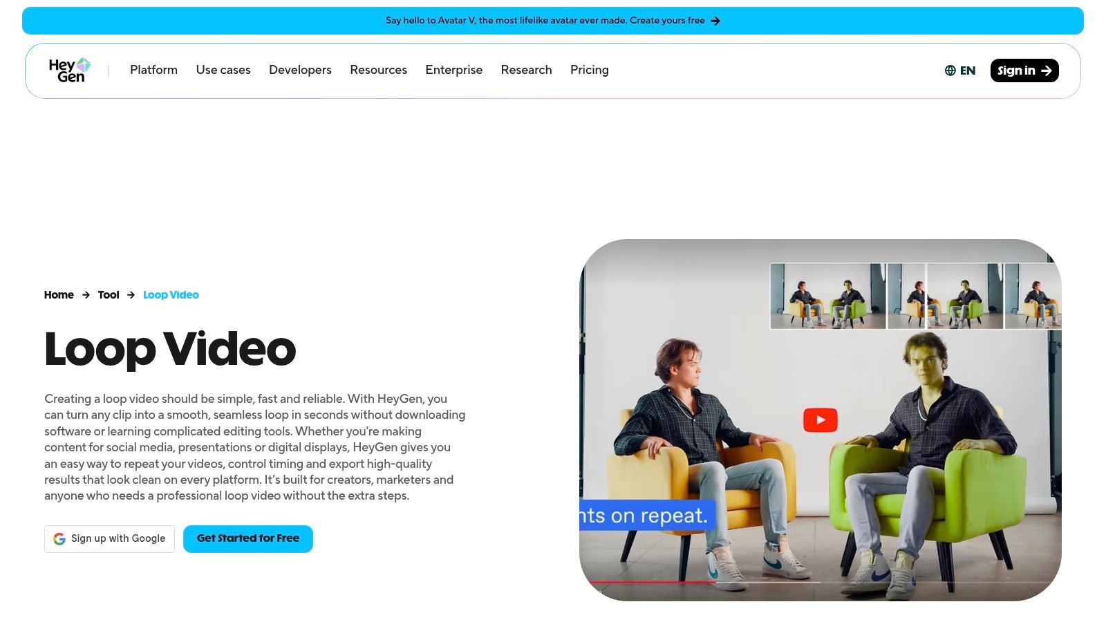 HeyGen – Loop Video (Web)