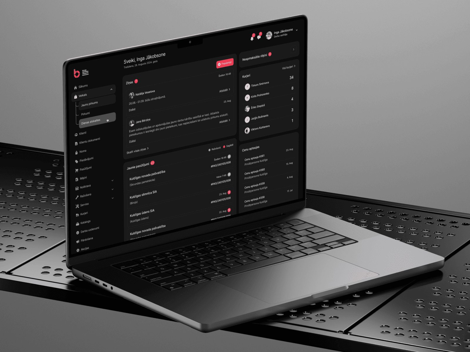 Professional carbon racing bike presentation with sleek typography and grid layout.