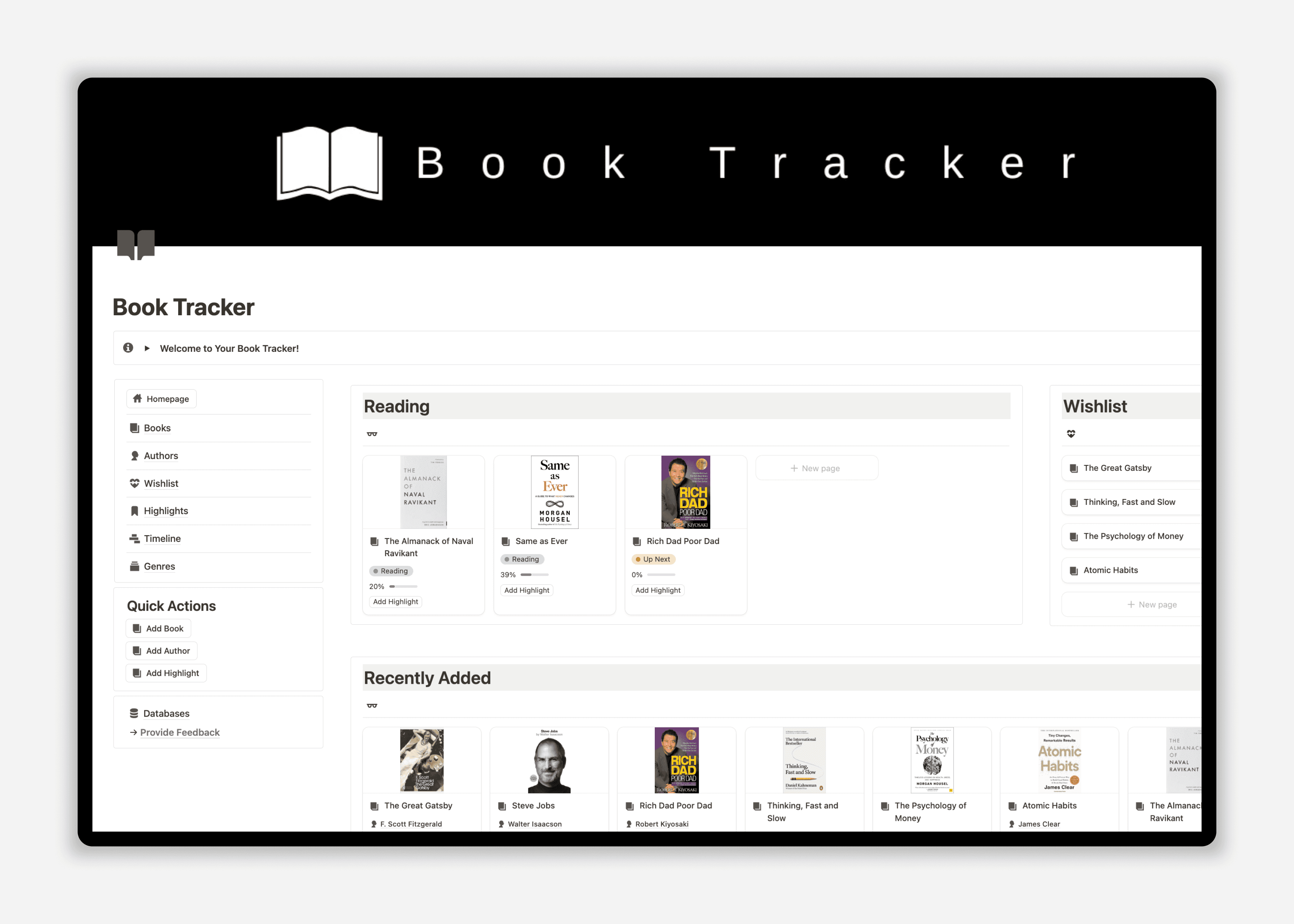 Notion Book Tracker Template Main Image