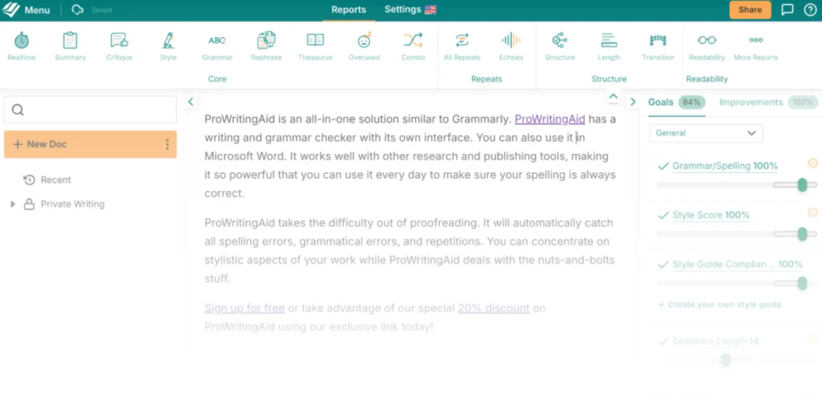 ProWritingAid Screenshot