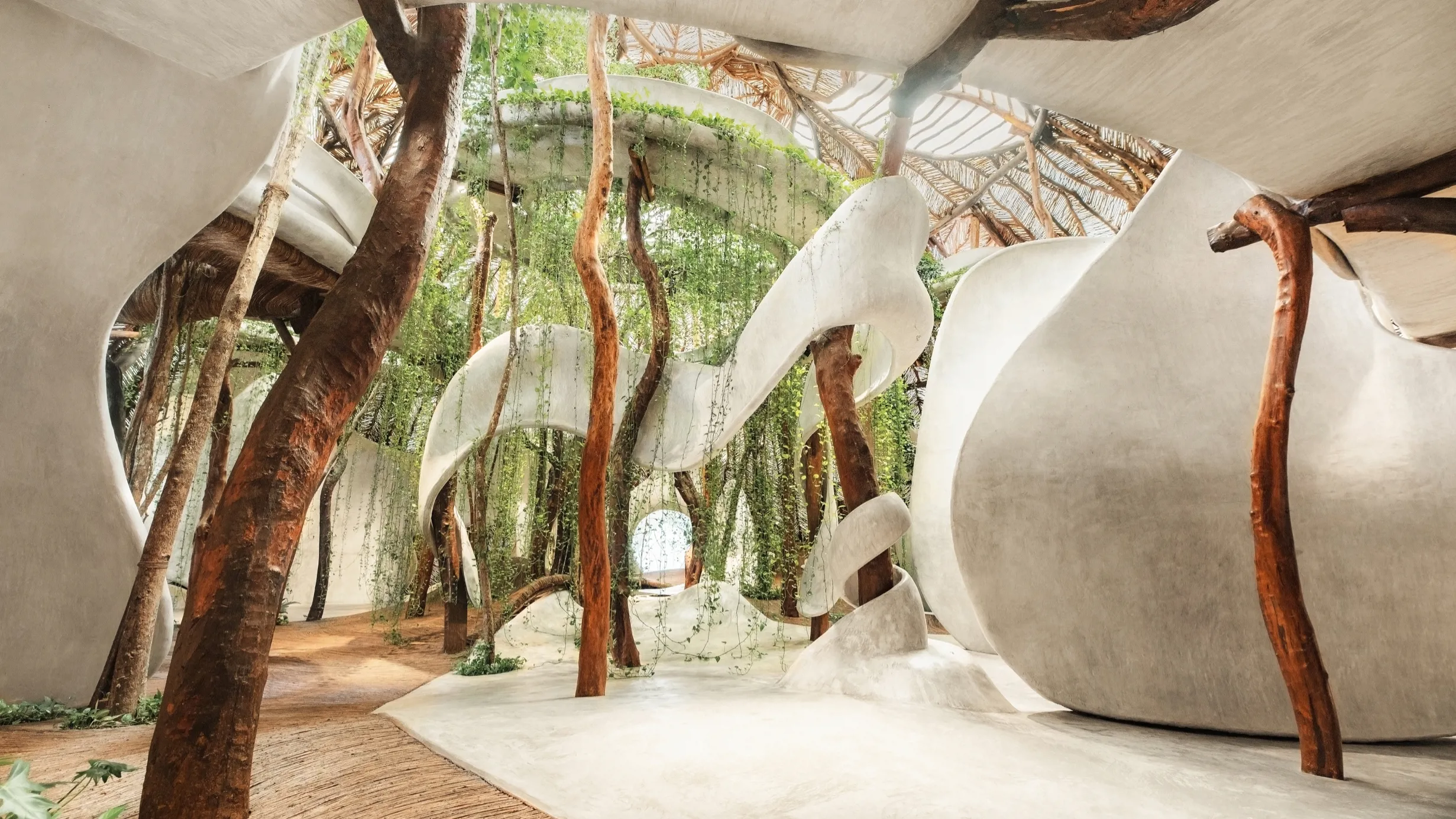 Biophilic design with integrated plants in interiors