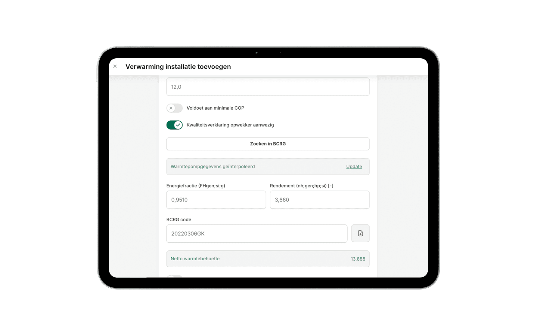 Warmtepompen automatisch interpoleren