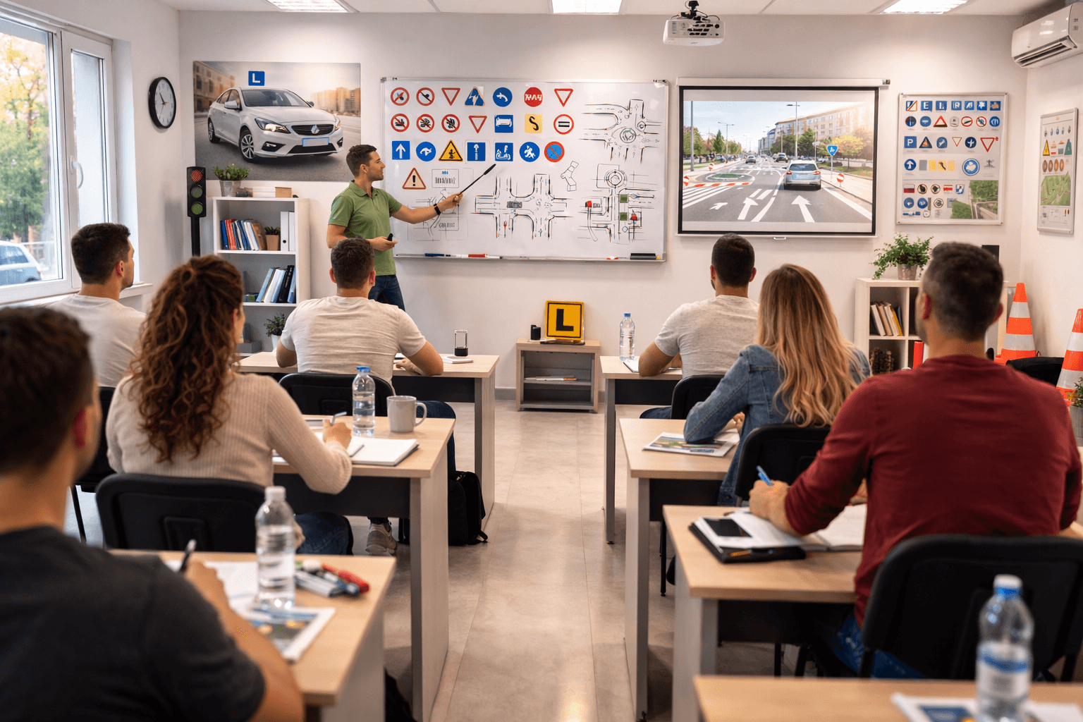 teorijska obuka za B kategoriju u učionici auto škole Niš