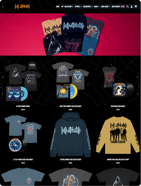 Screenshot of Def Leppard merch website