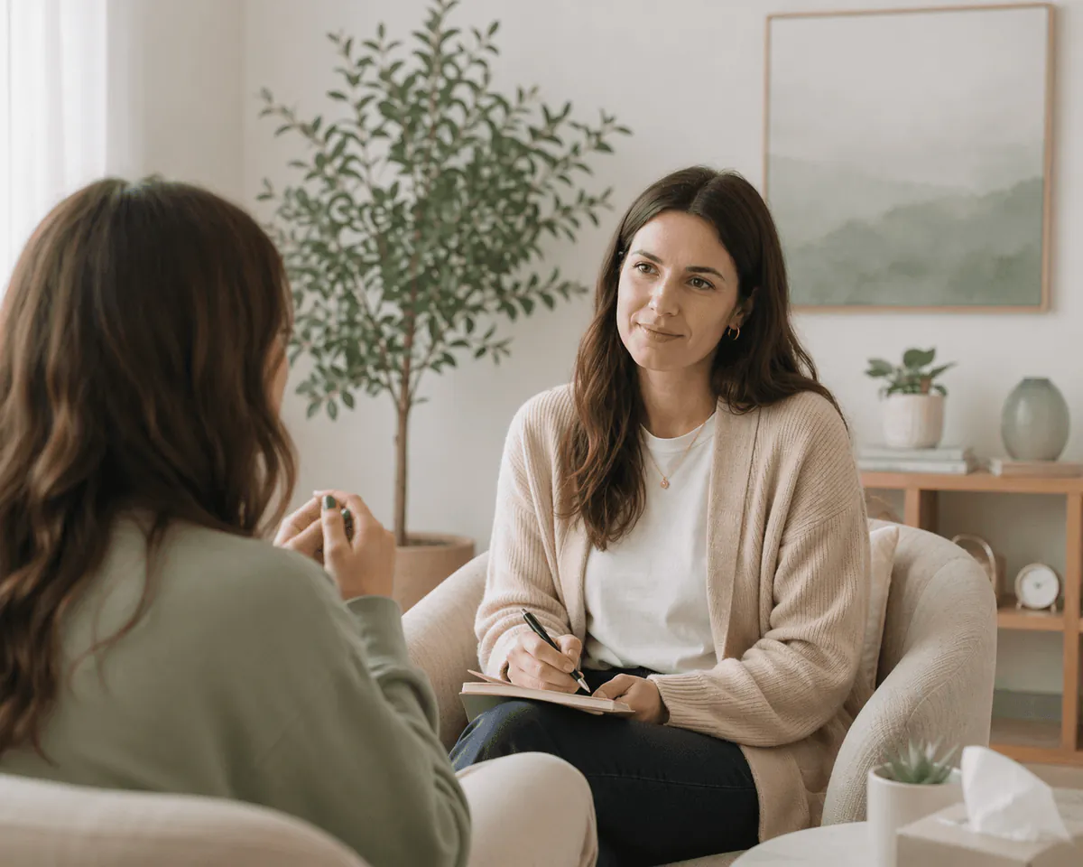 Therapist meeting one-on-one with a client