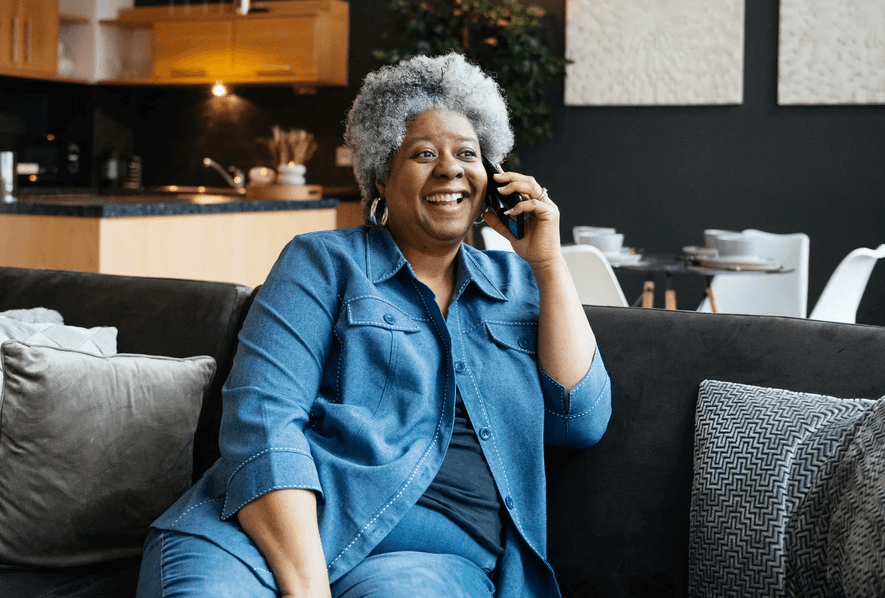 Woman calling after successful ad view