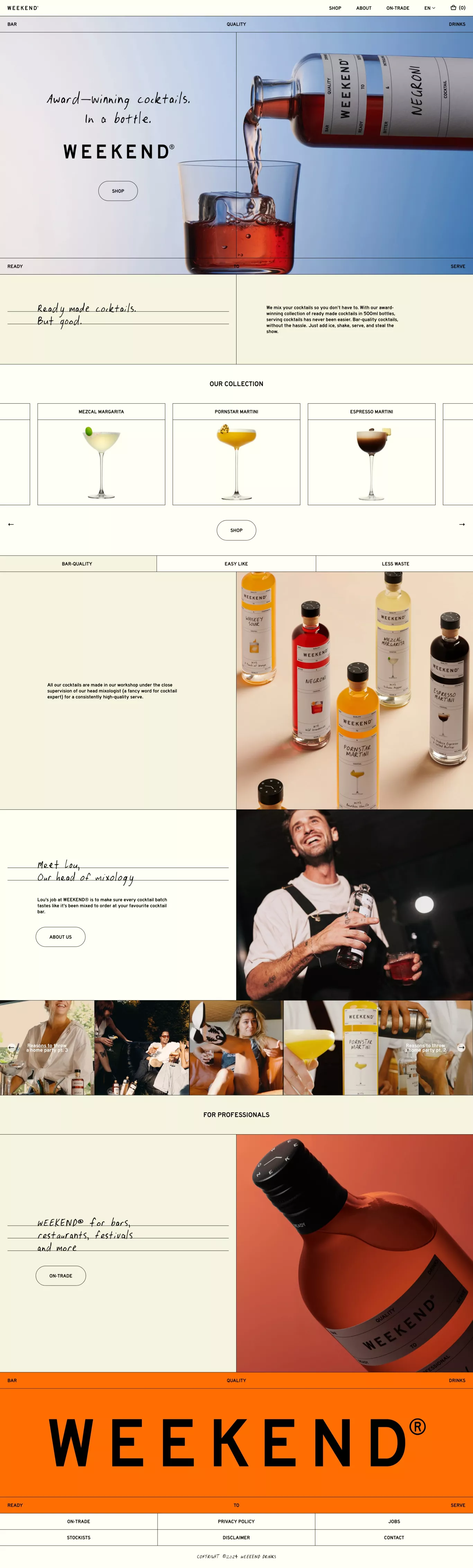 WEEKEND® ecommerce page screenshot showcasing Food & Drinks and Ecommerce design