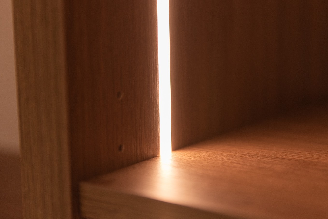 Detail of warm wood grain and lighting