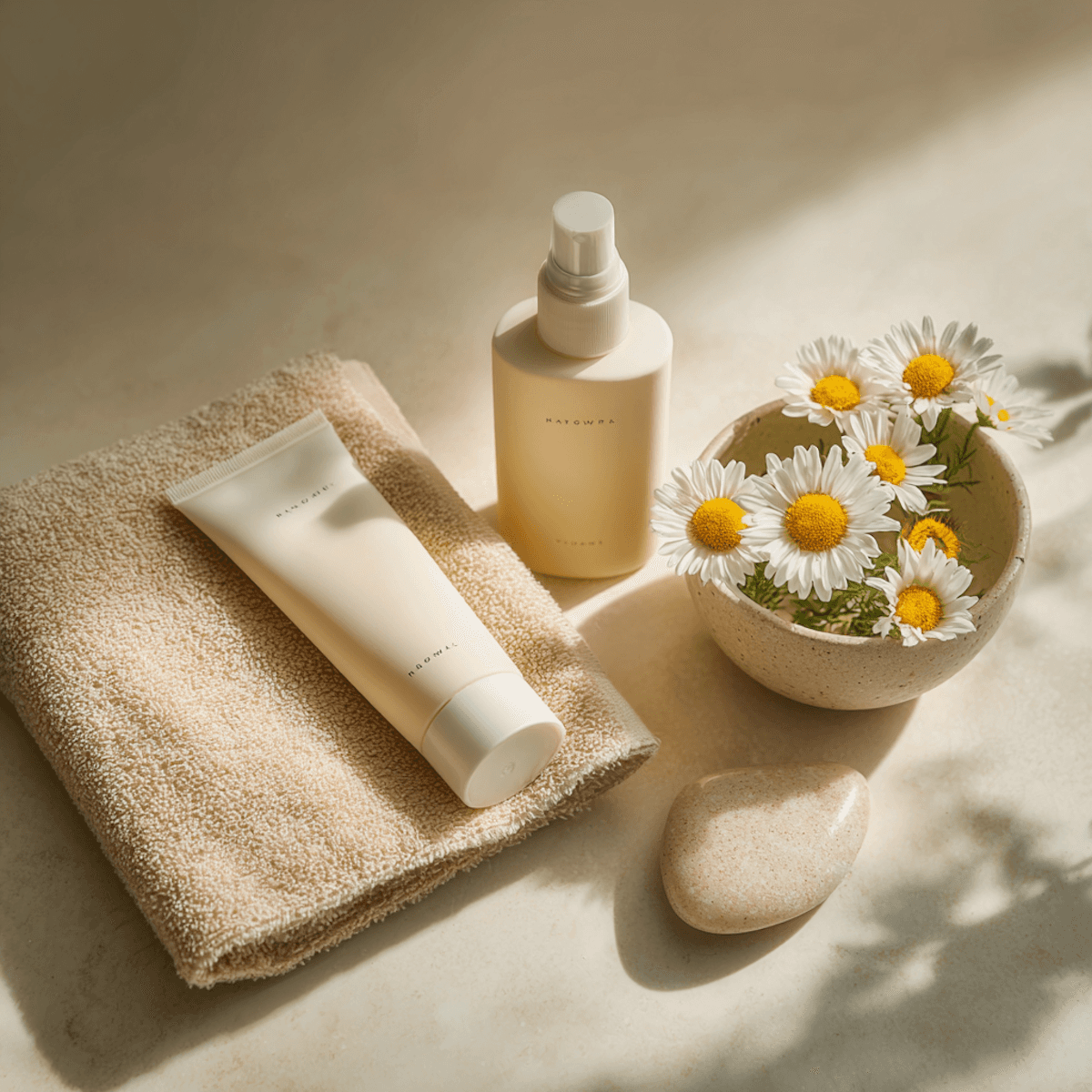 natural skincare products with chamomile