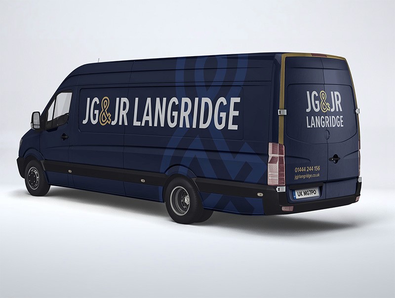 jg&jr langridge van with brand graphic designs