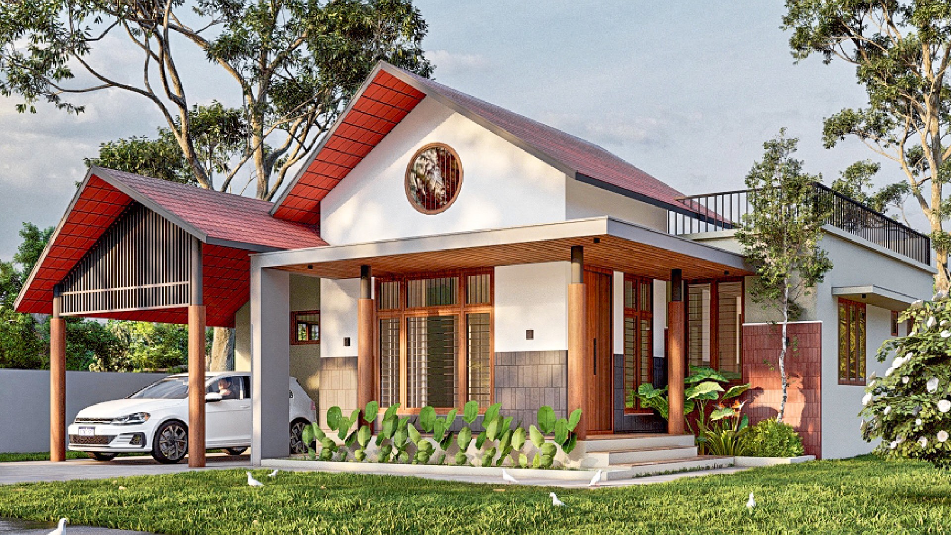 image and poster showing a residential villa project  Deisgned by Foyonds ventures in ottapalam palakkad