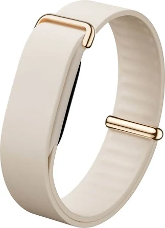 Person wearing a screenless fitness tracker on wrist