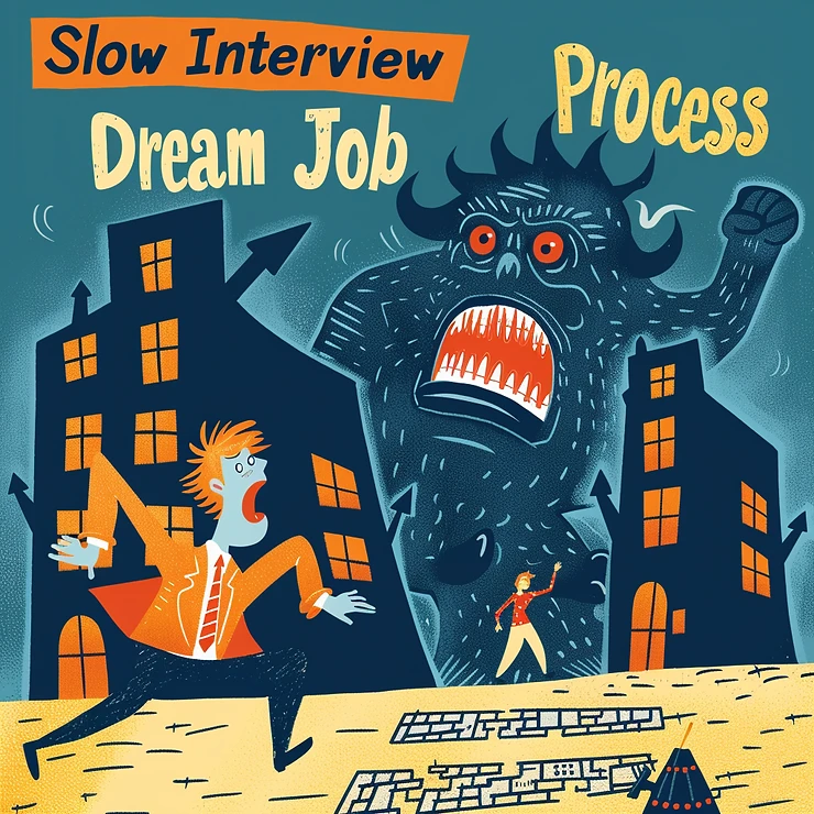 Comic Image showing how slow interview process resposnible to loose good candidate