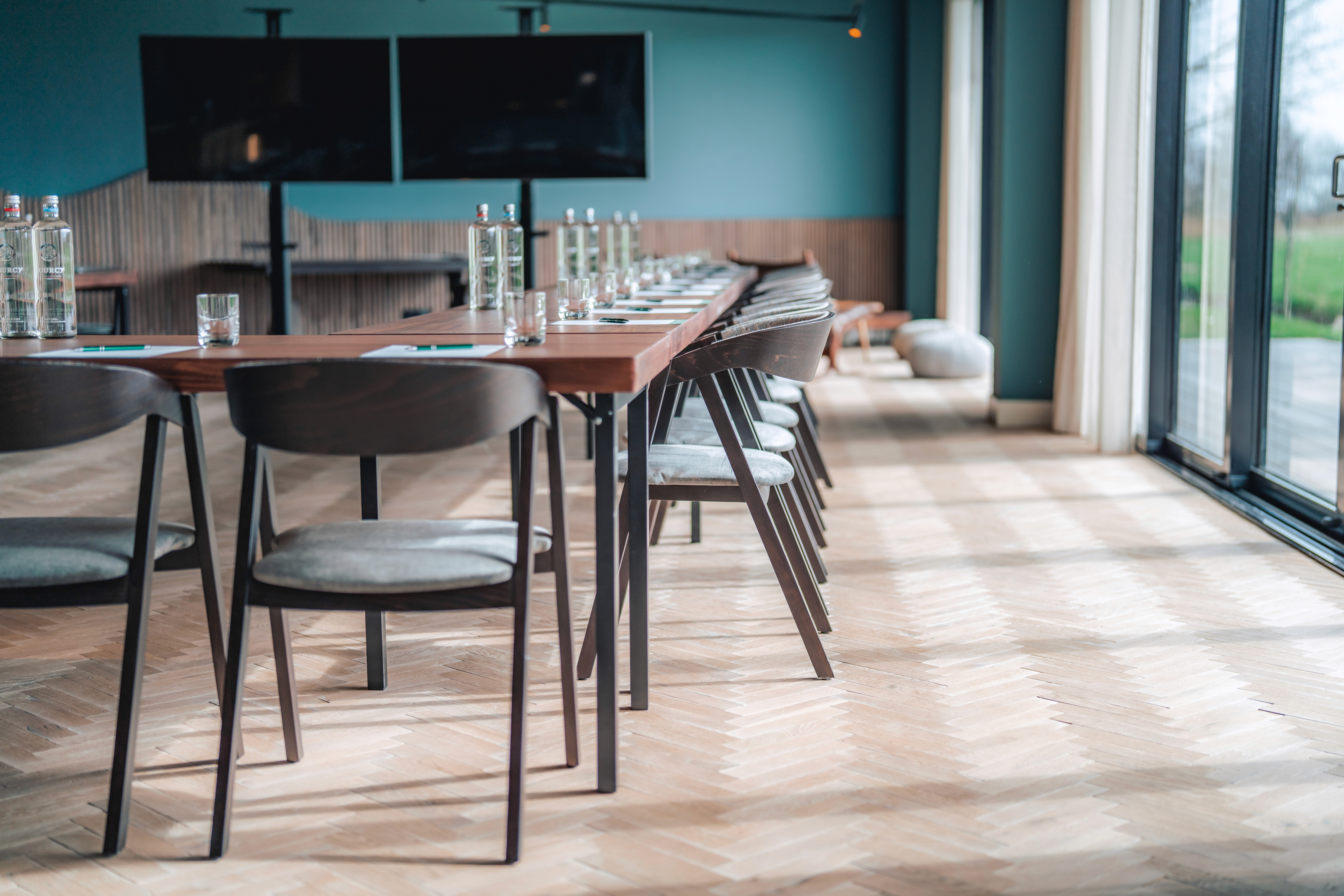 mountains with a road in between