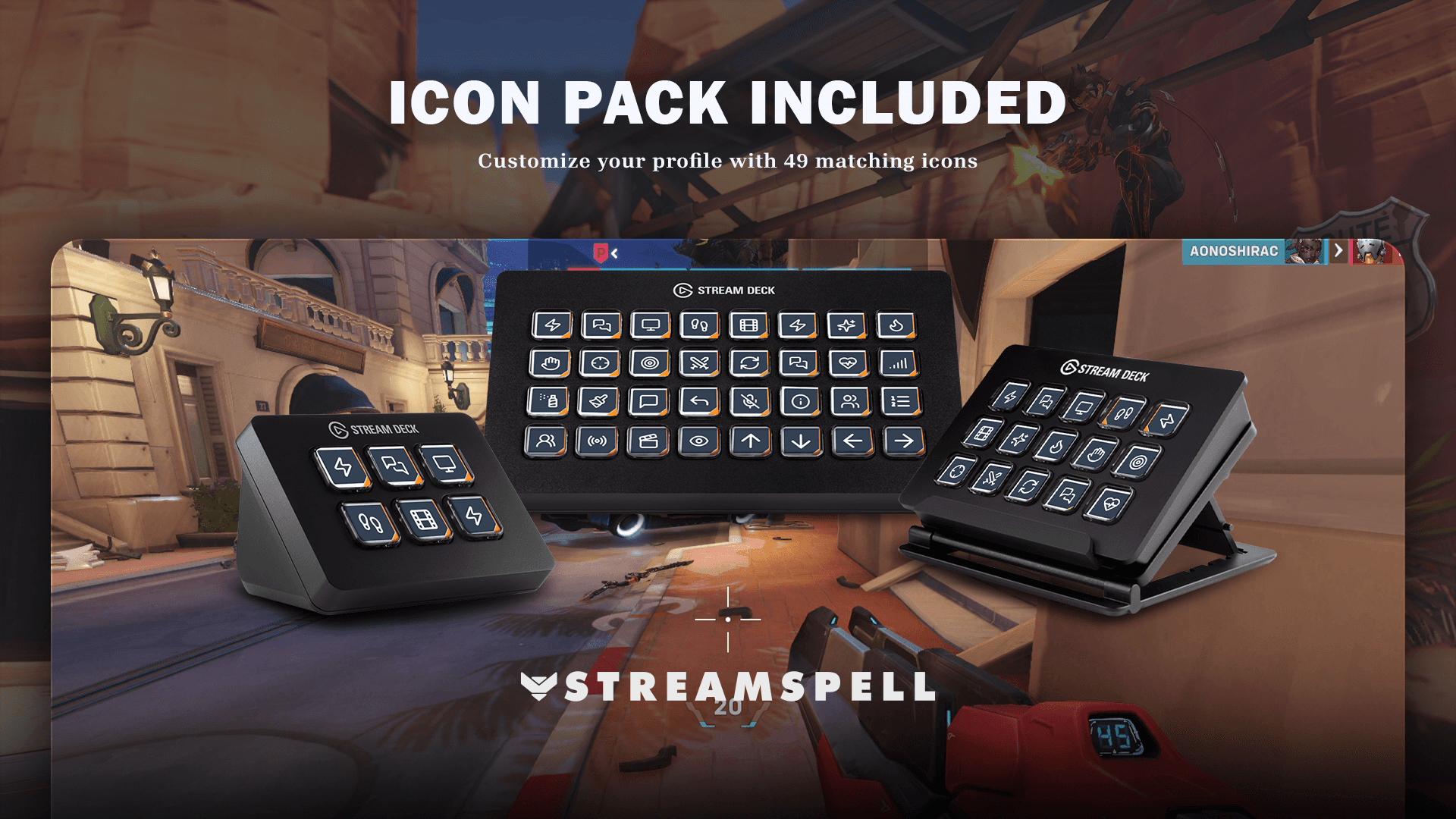 Overwatch static Stream Deck icon pack included with the profile