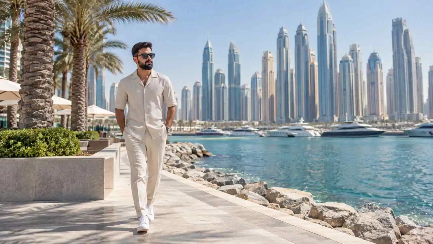 A man walking in Coord sets in Dubai