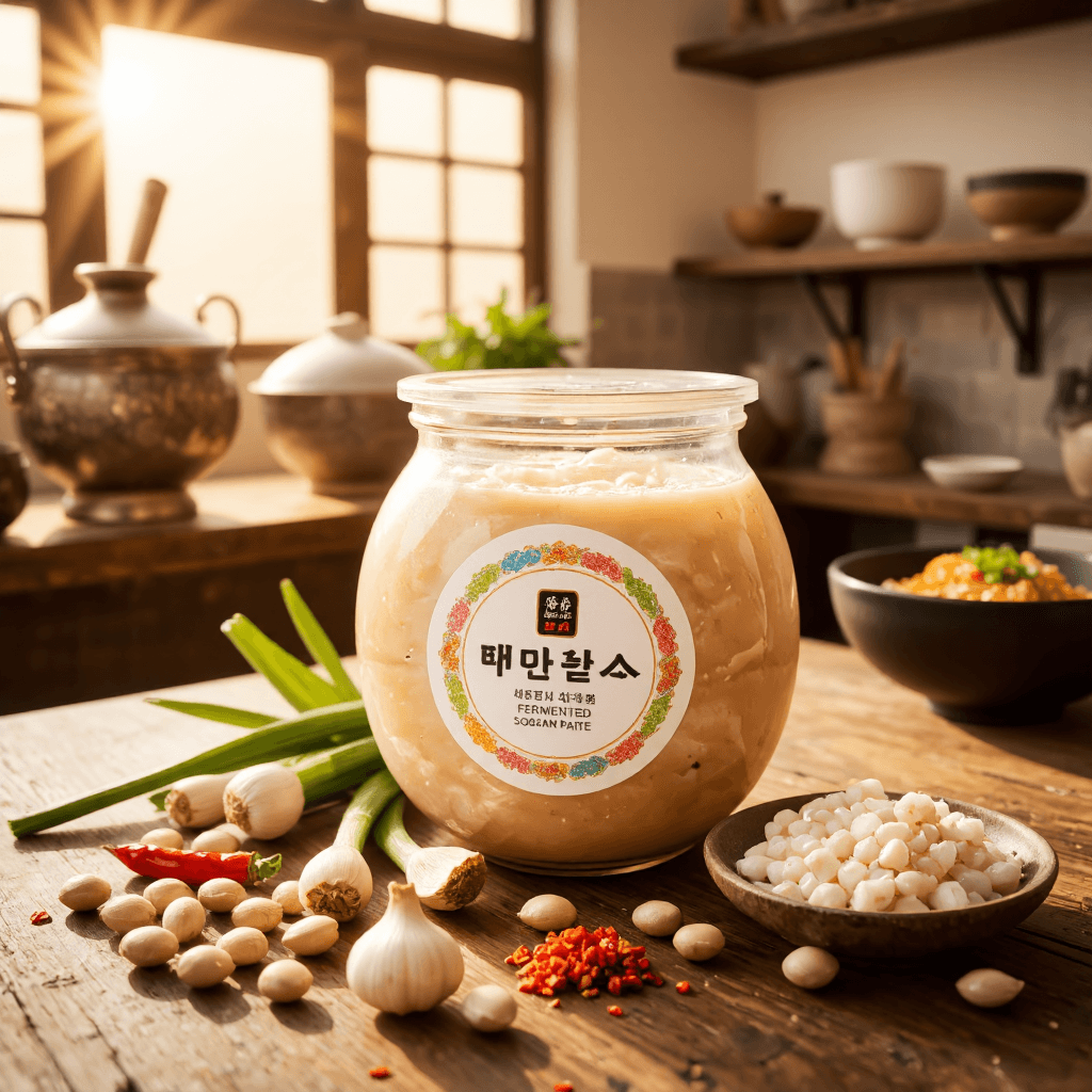 product photography of a container of fermented soybean paste