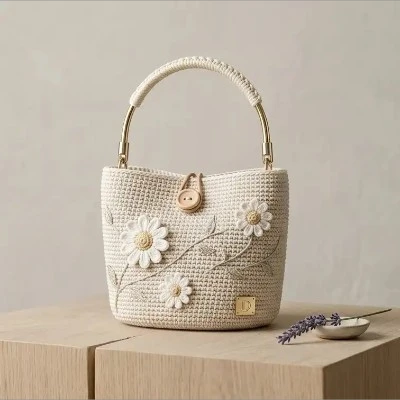 handmade crochet daisy bag, a cute everyday accessory