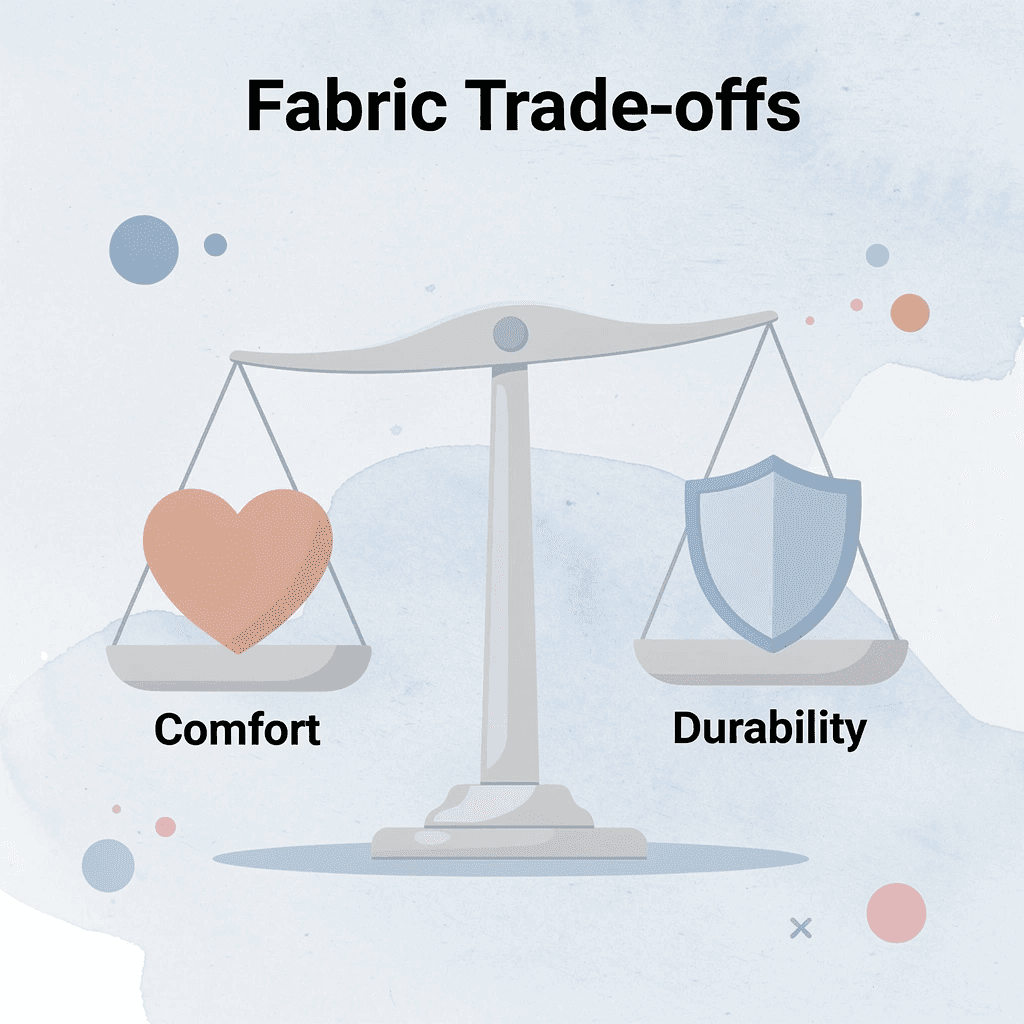 Balance scale showing fabric trade-offs between comfort and durability - How to Design a Hoodie